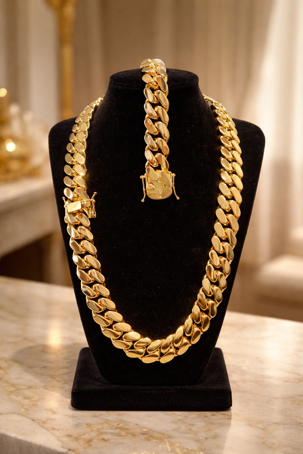 Yellow Gold Cuban Link Set
