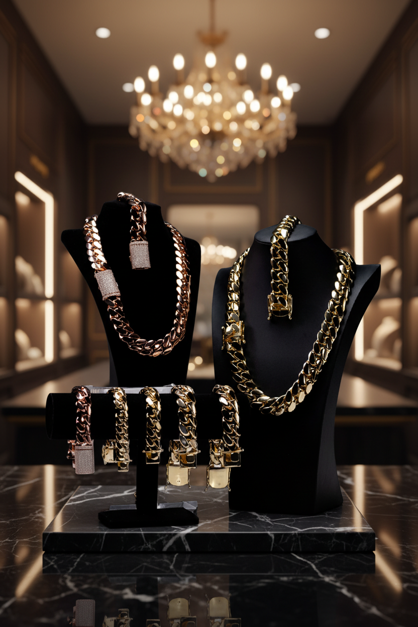 Rose Gold Cuban Link Set