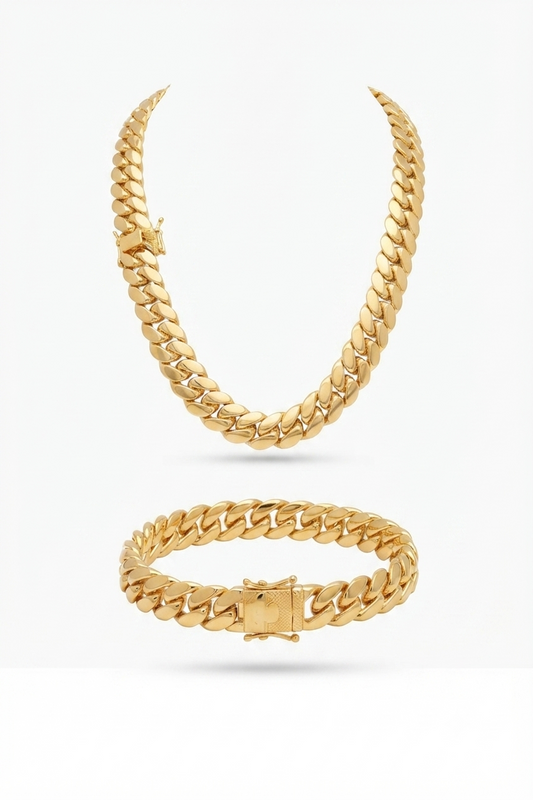 Yellow Gold Cuban Link Set