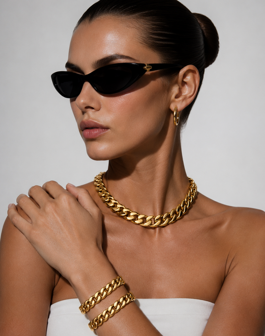 Yellow Gold Cuban Link Set